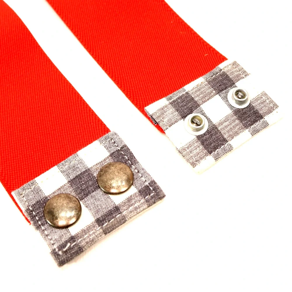 Vintage 70s Waist Belt Women 8 M Red Stretch Black White Check Snap